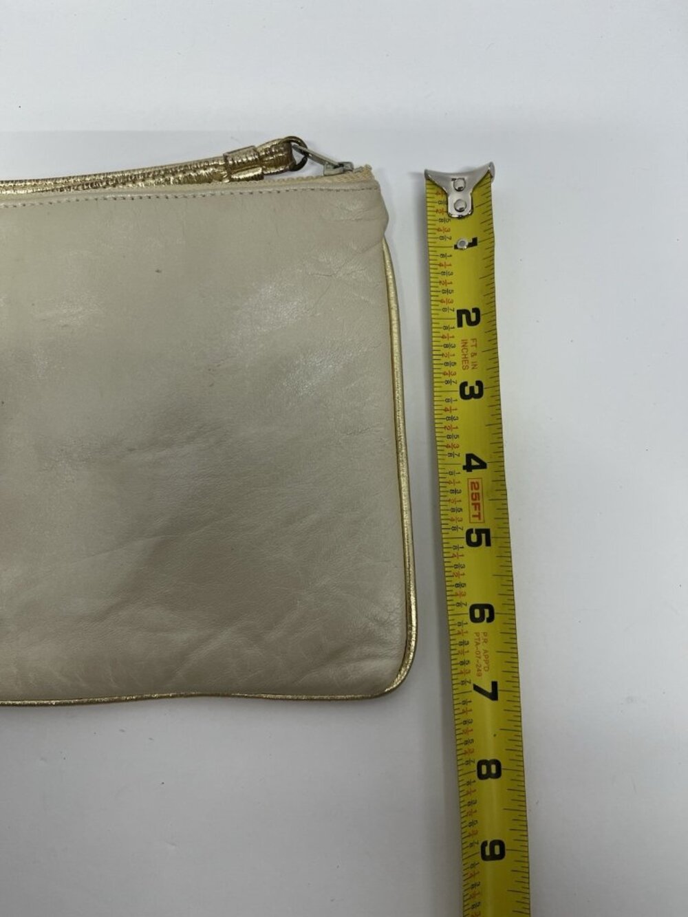 Ruth Saltz Bone Neutral Leather Handbag Vintage Purse Bag Flower - Picture 5 of 7